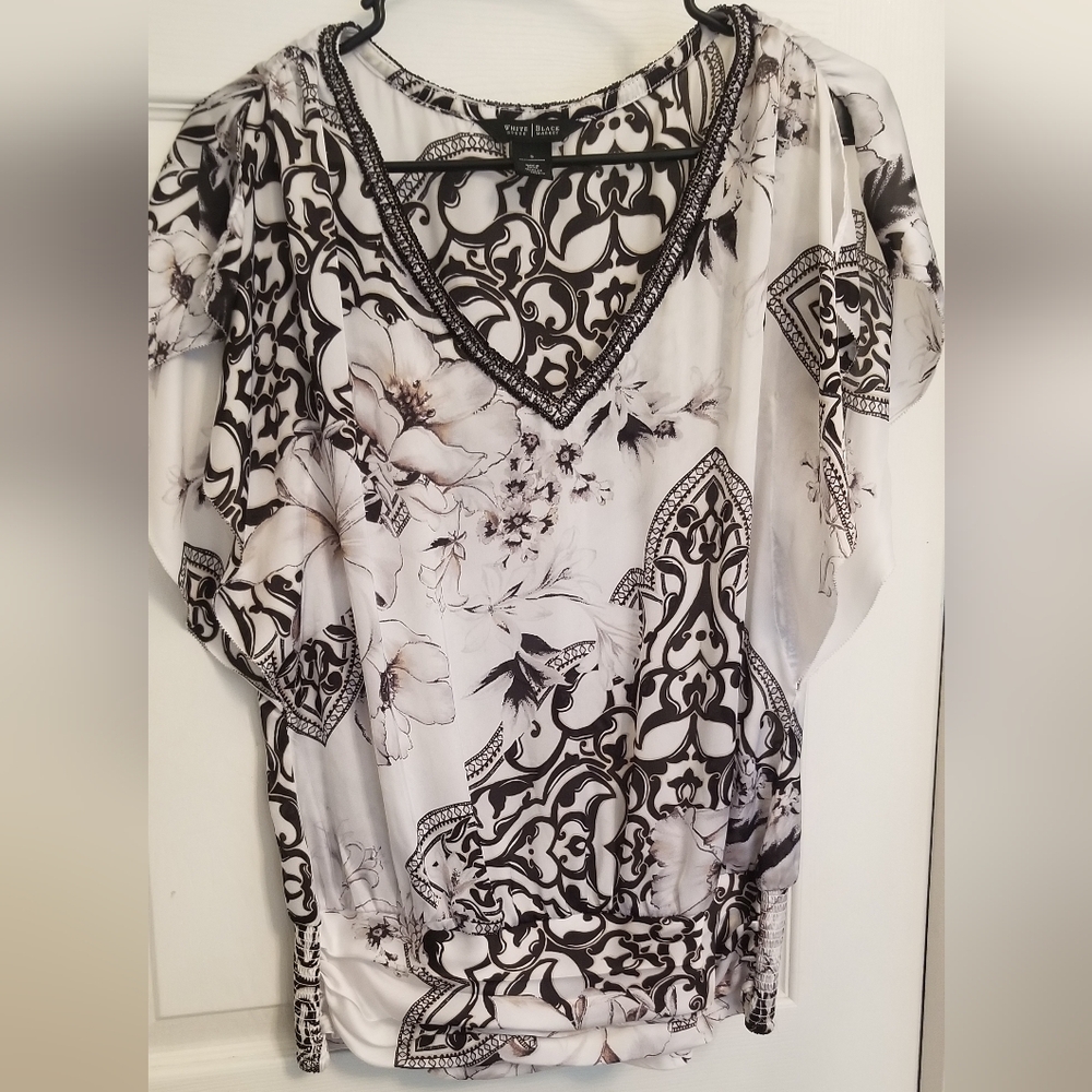 White House Black Market Monochrome Patterned Dress